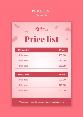 化妆品护肤品价格清单设计